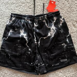 Men's YoungLA ReversibleOneShortsTwoWearsMeshShorts, XL, NWT, StormyCitySky